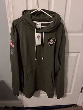 Men’s Pittsburgh Steeler Nike Olive Salute to Service Sideline Hoodie